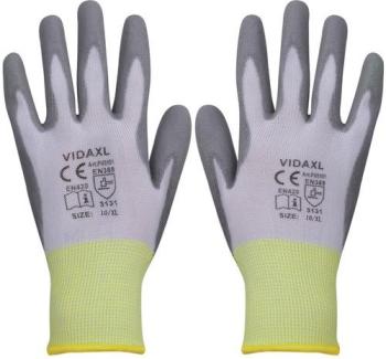 VidaXL Gants de travail PU 24 paires blanc et gris