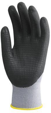 Gant nylon gris paume nitrile noir picots taille 09 Gant nylon gris paume nitrile