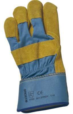 Paire de gants paume cuir croûte bovin jaune Singe
