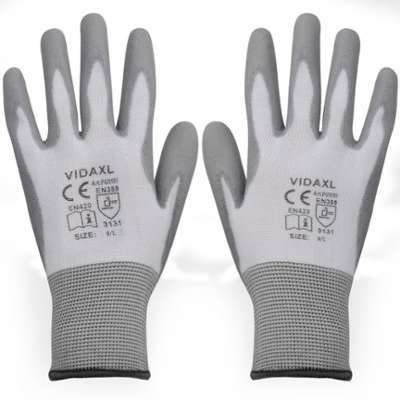 VidaXL Gants de travail PU 24 paires blanc et gris