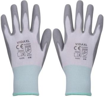 VidaXL Gants de travail PU 24 paires blanc et gris