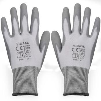 VidaXL Gants de travail PU 24 paires blanc et gris
