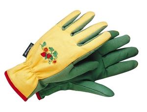 Gants de jardinage femme broderie fleurs et fraise