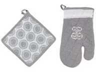 Lot gant et manique gris Laureen Couleur Blanc/gri