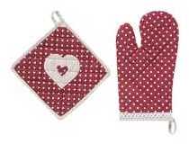Lot gant et manique pois rouge AXELLE Couleur Roug