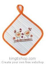 Manique brodée nid dabeille Poules
