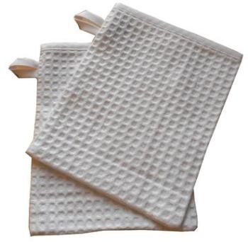 Lot de 2 gants de toilette nid dabeille blanc