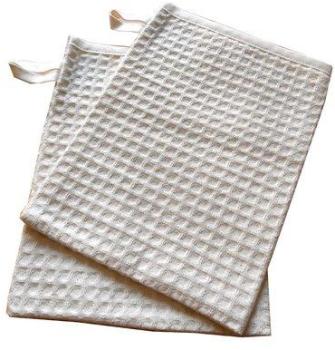Lot de 2 gants de toilette nid dabeille crème