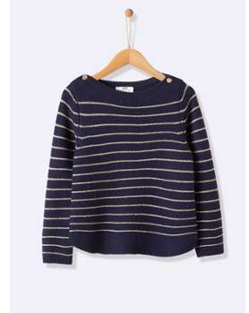 Pull rayé fille rayé marine doré Pull rayé fille rayé marine