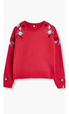 Sweat-shirt à broderies florales