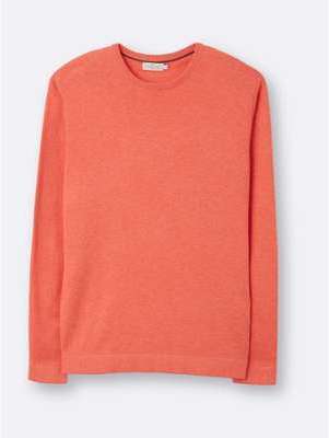 Pull col rond homme coton soie et cachemire orange Pull col rond homme coton