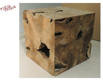 Colonne Teck recyclé massif / H40 x L40 x P40 cm p