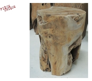 Colonne Teck recyclé massif / H40 x L30 x P30 cm p