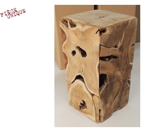 Colonne Teck recyclé massif / H60 x L30 x P30 cm p