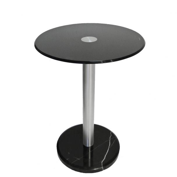 Guéridon design marbre et verre noir