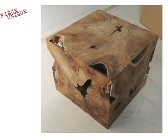 Colonne Teck recyclé massif / H40 x L40 x P40 cm p