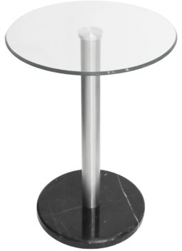 Guéridon design marbre et verre transparent