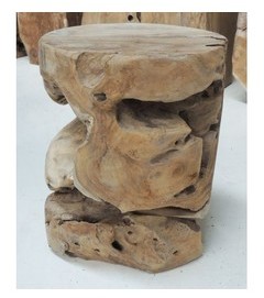 Colonne Teck recyclé massif / H40 x L30 x P30 cm p