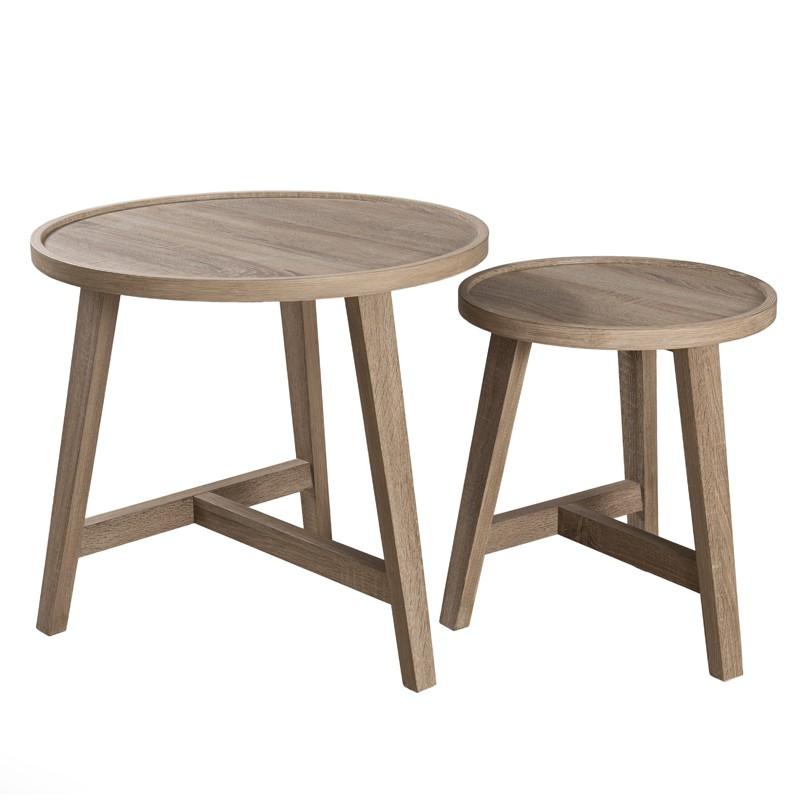 Duo de sellettes Chêne grisé - MELIANE - L 57 x l
