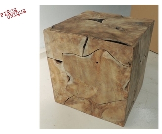 Colonne Teck recyclé massif / H40 x L40 x P40 cm p