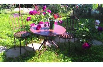 Table de jardin ronde en métal fer forgé Arras diamètre Table de jardin ronde en métal