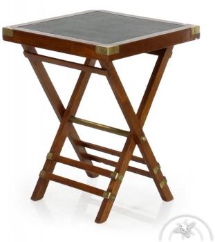 Table d appoint cuir vert - Officier Table d appoint cuir vert