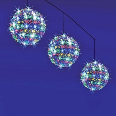 Suspension 3 boules lumineuses 150 LED Fleurs Mult