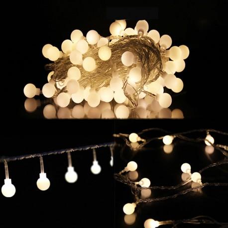 Guirlande Lumineuse LED 10m 100 boules Blanc Chaud