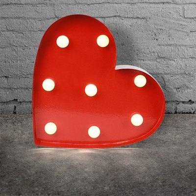 Coeur Lumineux Metal Rouge