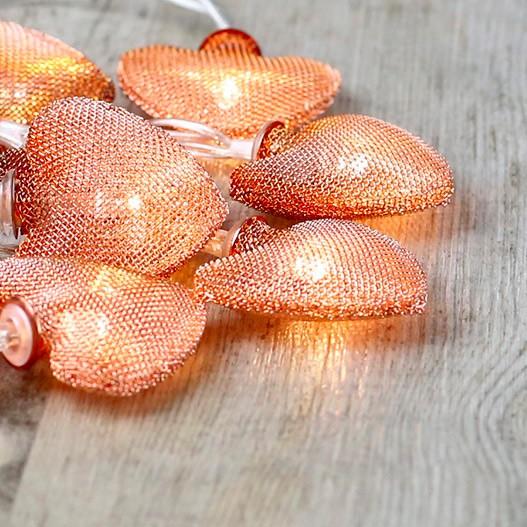 Guirlande Lumineuse Petits Coeurs Cuivre