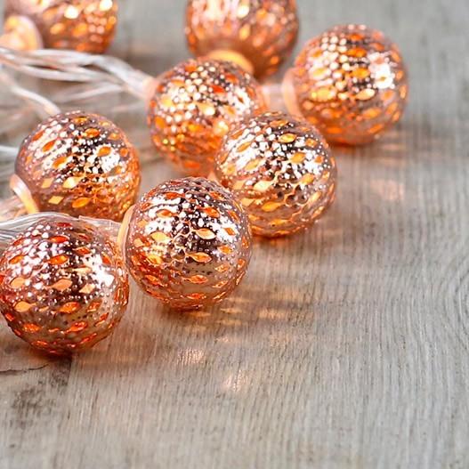 Guirlande Lumineuse Boules Marocaines Cuivre