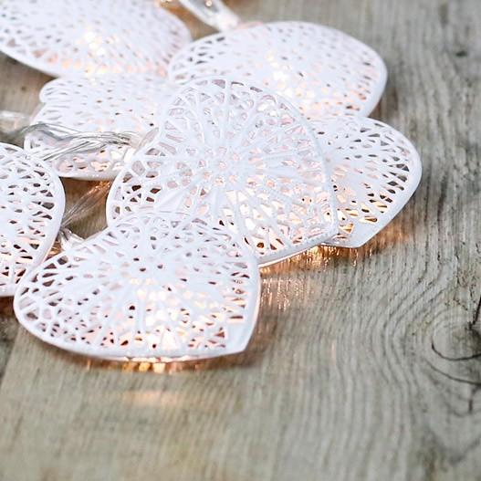 Guirlande Lumineuse Coeurs Métalliques Dentelle Bl