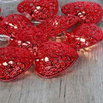 Guirlande Lumineuse Coeurs Métalliques Volutes Rouge Guirlande Lumineuse Coeurs