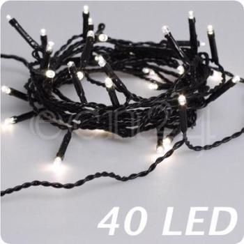 Guirlande lumineuse LED blanc chaud, câble noir 40