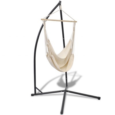 VidaXL Chaise hamac en acier et tissu crème
