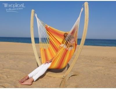Support chaise hamac bois Mariposita 3 jaunes Support chaise hamac bois