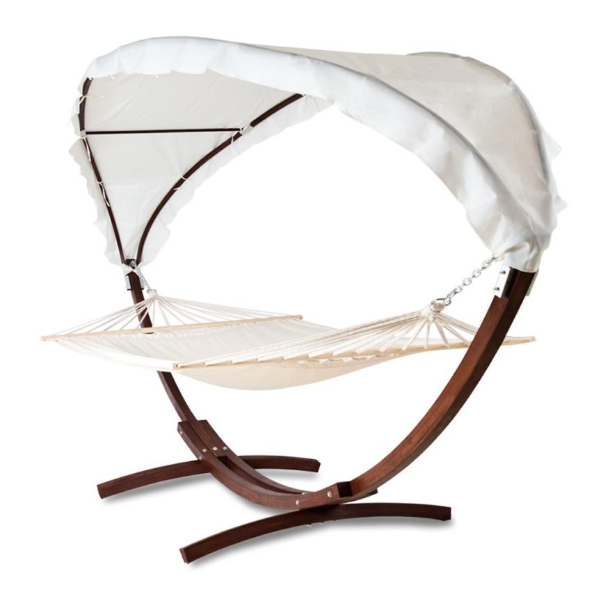Hamac transat bain de soleil en bois avec toit 2 p
