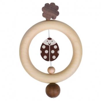 Hochet Anneau Dentition en Bois Coccinelle Heimess