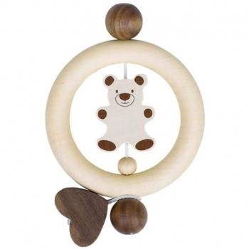 Hochet Anneau Dentition en Bois Ours & Coeur Heime