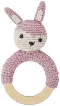 Hochet Lapin en Crochet - Rose vintage
