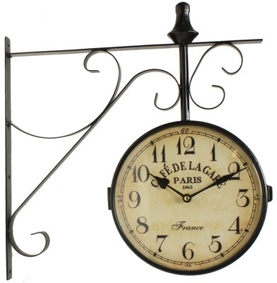 HORLOGE DE GARE ANCIENNE DOUBLE FACE CAFE DE LA GA
