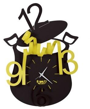 ARTI E MESTIERI horloge murale CHEF (Noir / Jaune