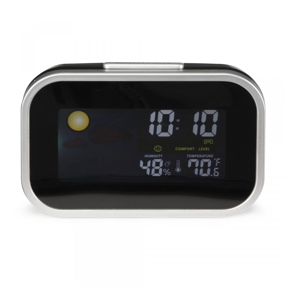 Pendulette météo 12x7,7cm noir et argenté {Couleur