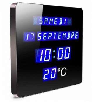 Horloge Calendrier Digitale Bleue Horloge grand af