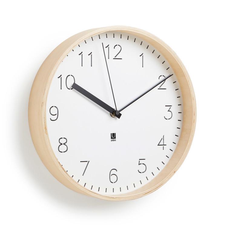 Horloge mural ou à poser en bois naturel D.25.4cm