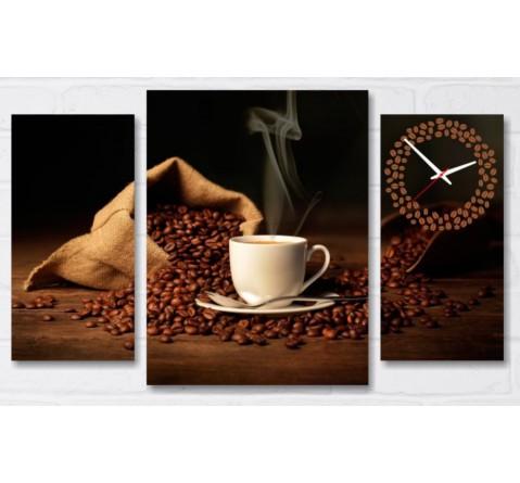 Tableau horloge design Café Carte noir 95x60 cm