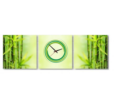 Tableau horloge Bambou great 105x35 cm