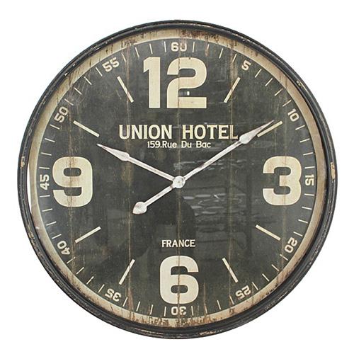 Pendule Hôtel - Diam. 90 cm. - Métal - Noir