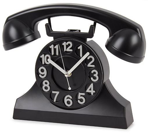 Horloge murale téléphone rétro noir