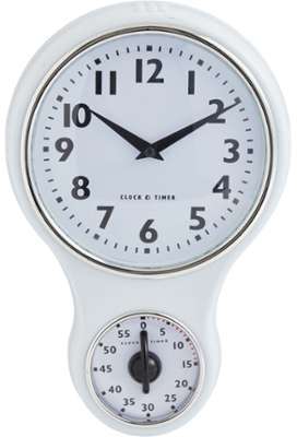 Horloge murale blanche vintage avec minuteur H29cm